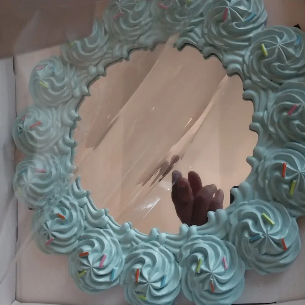Aqua Swirl Decorative Wall Mirror - Whimsical Home Accent